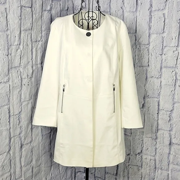 CHICO'S Modern City Chic Long Sleeves Optic White Jacket Large