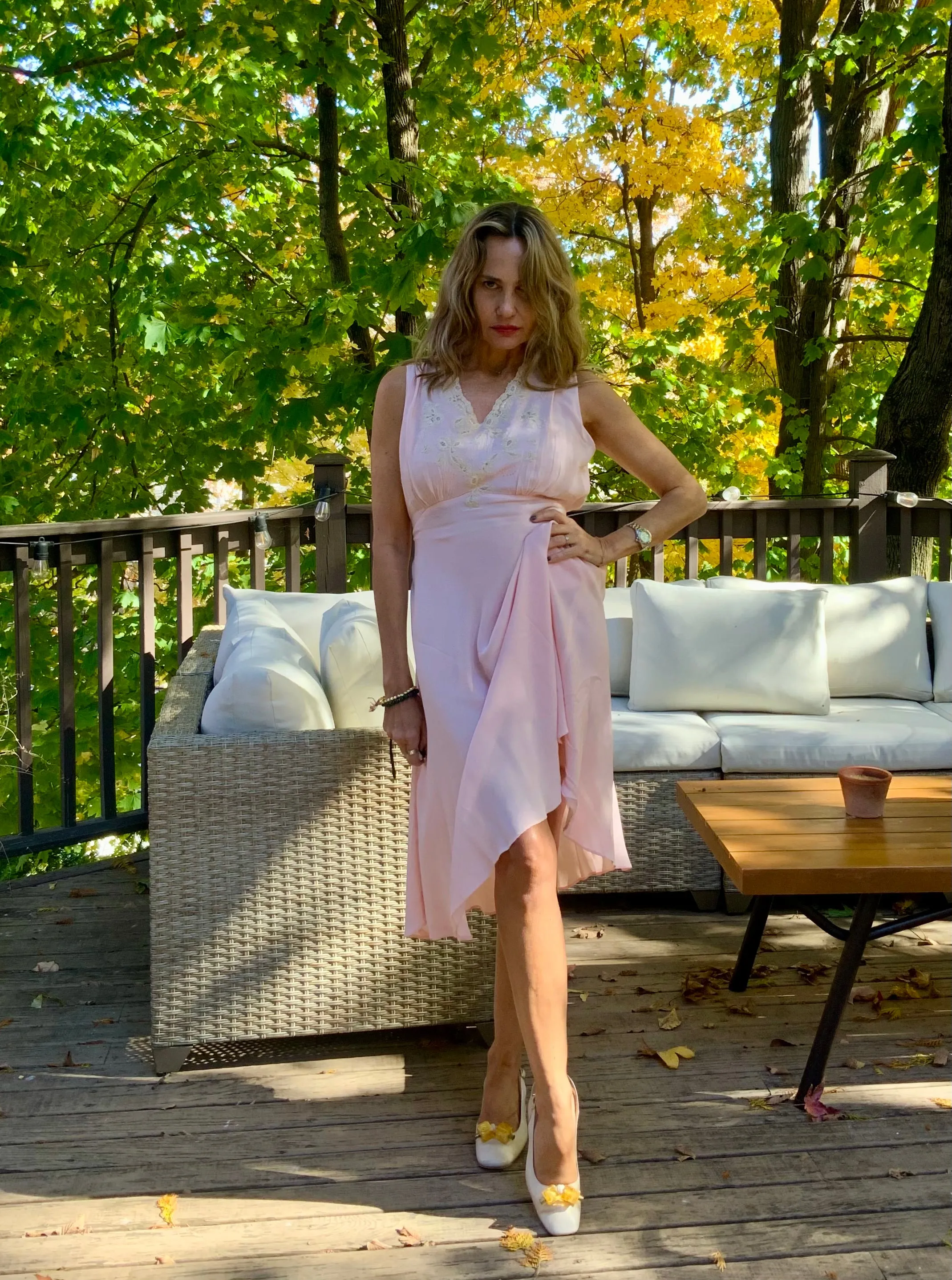 Chiffon Slip Dress - 40s - 40X