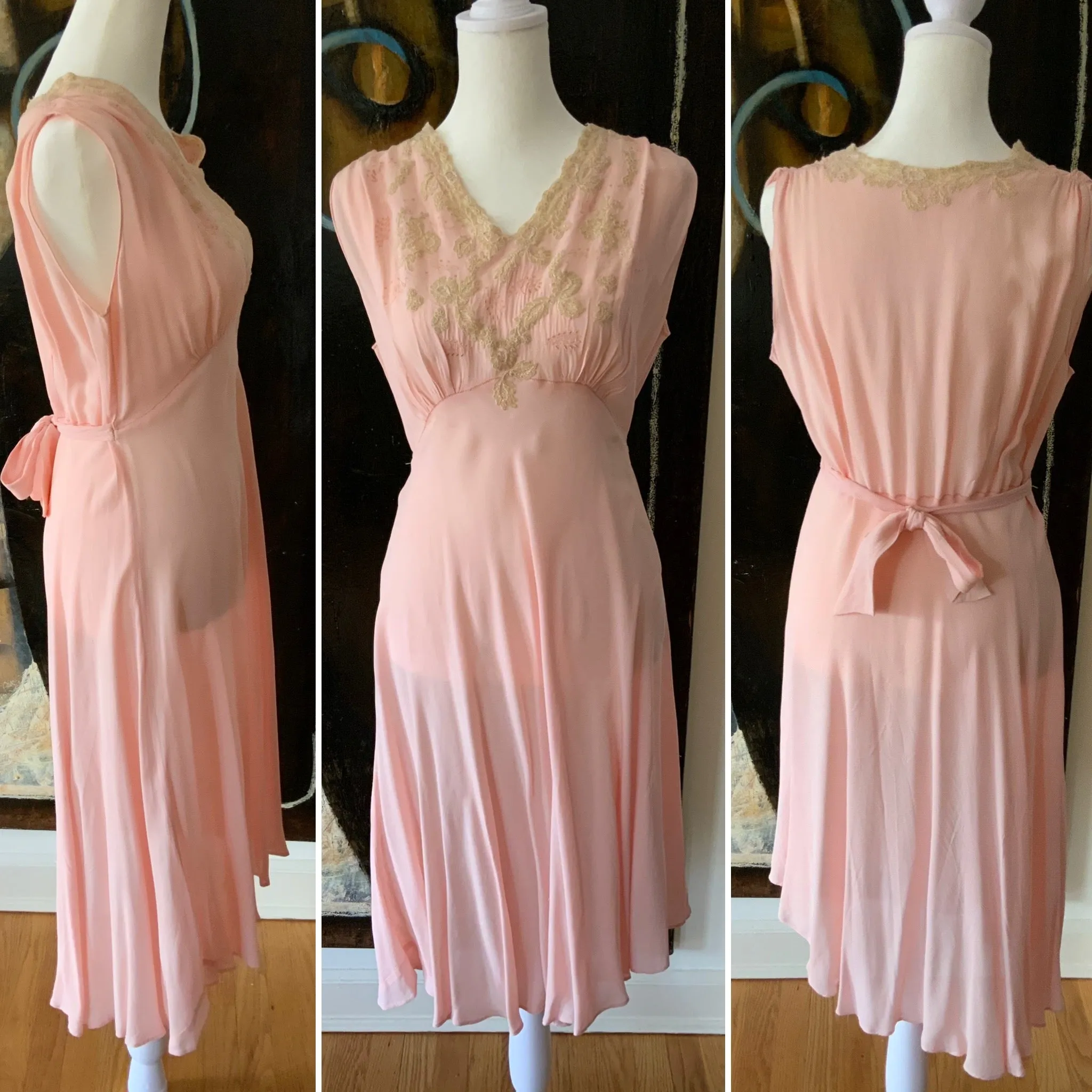 Chiffon Slip Dress - 40s - 40X