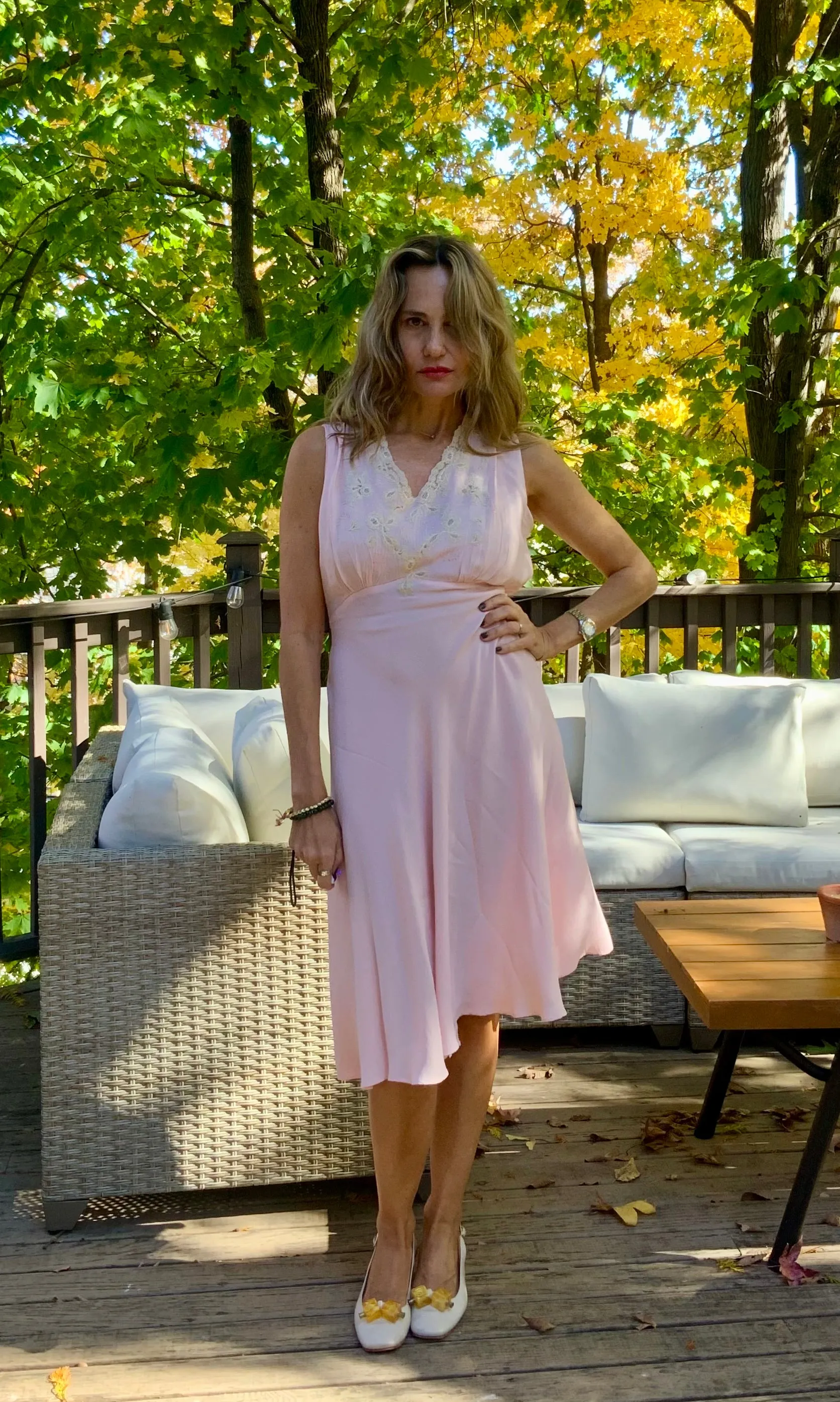 Chiffon Slip Dress - 40s - 40X