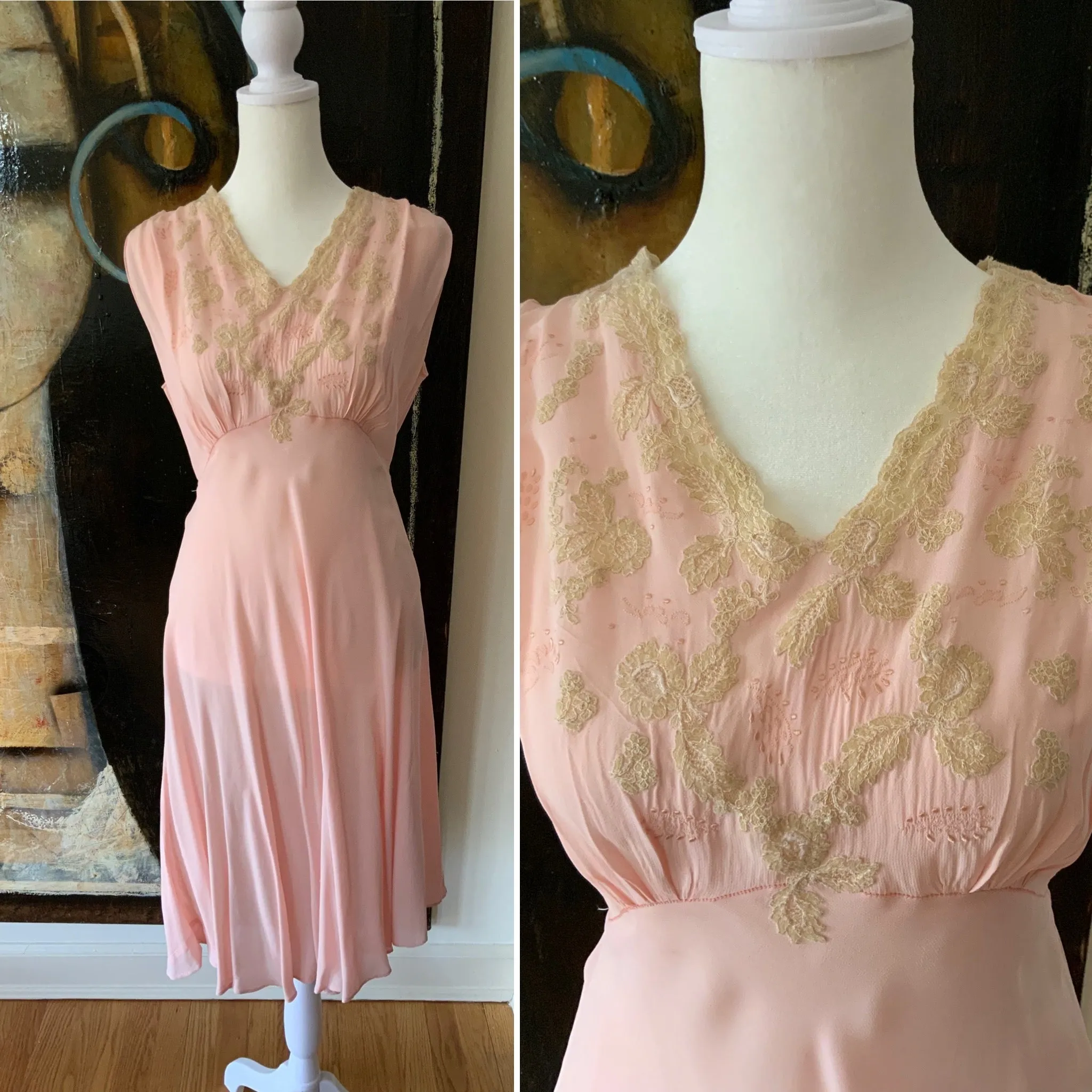 Chiffon Slip Dress - 40s - 40X