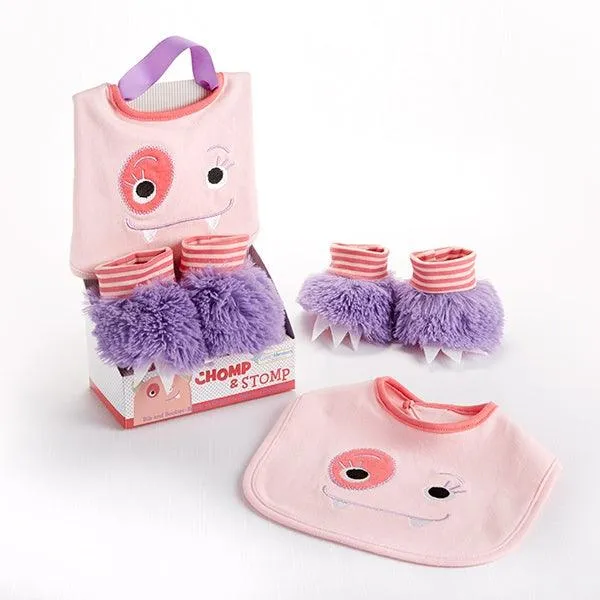 Chomp & Stomp Monster Bib and Booties Gift Set (Girl)
