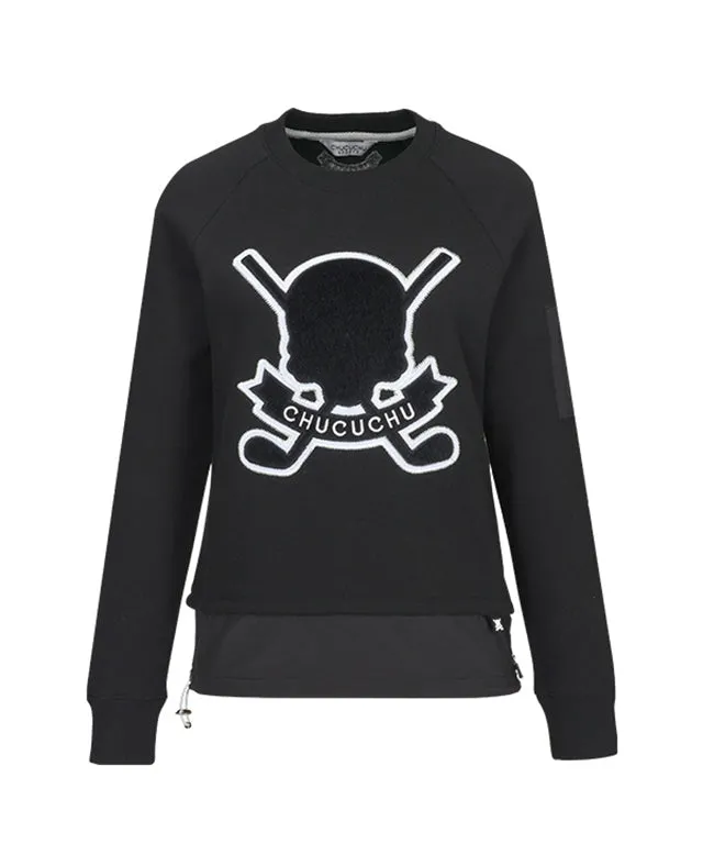 CHUCUCHU Cozy Lined Skull Round Top - Black