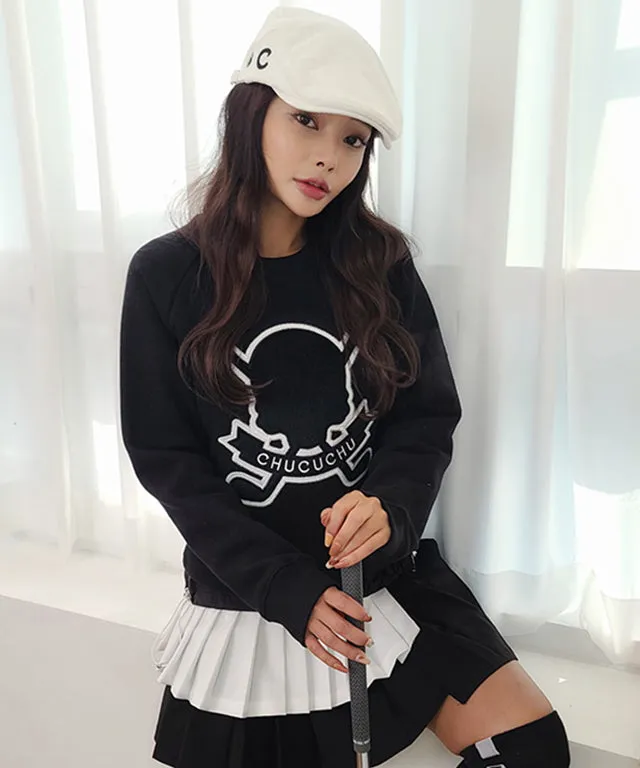 CHUCUCHU Cozy Lined Skull Round Top - Black