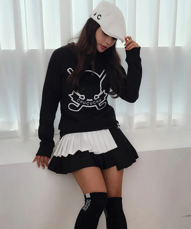 CHUCUCHU Cozy Lined Skull Round Top - Black