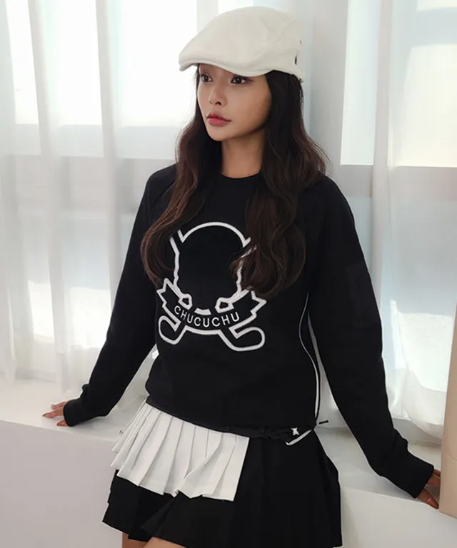CHUCUCHU Cozy Lined Skull Round Top - Black
