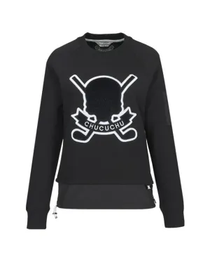 CHUCUCHU Cozy Lined Skull Round Top - Black