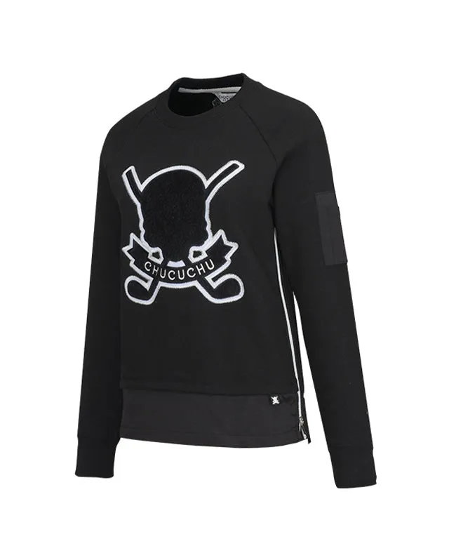 CHUCUCHU Cozy Lined Skull Round Top - Black