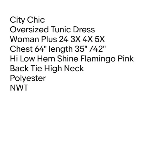 City Chic Tunic Dress Woman Plus 24 Hi Low Shine Flamingo Pink Tie High Neck New