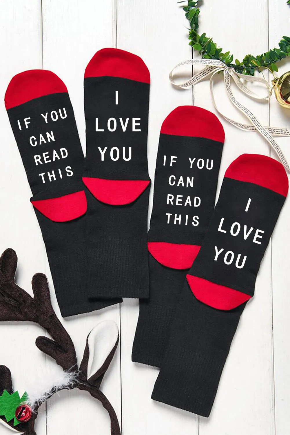 Color Block Letter Print Crew Socks