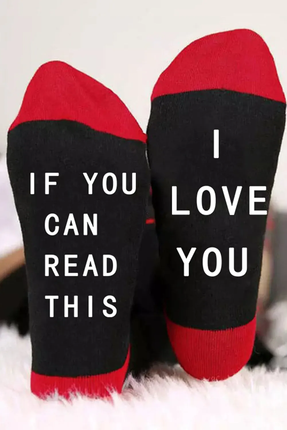 Color Block Letter Print Crew Socks