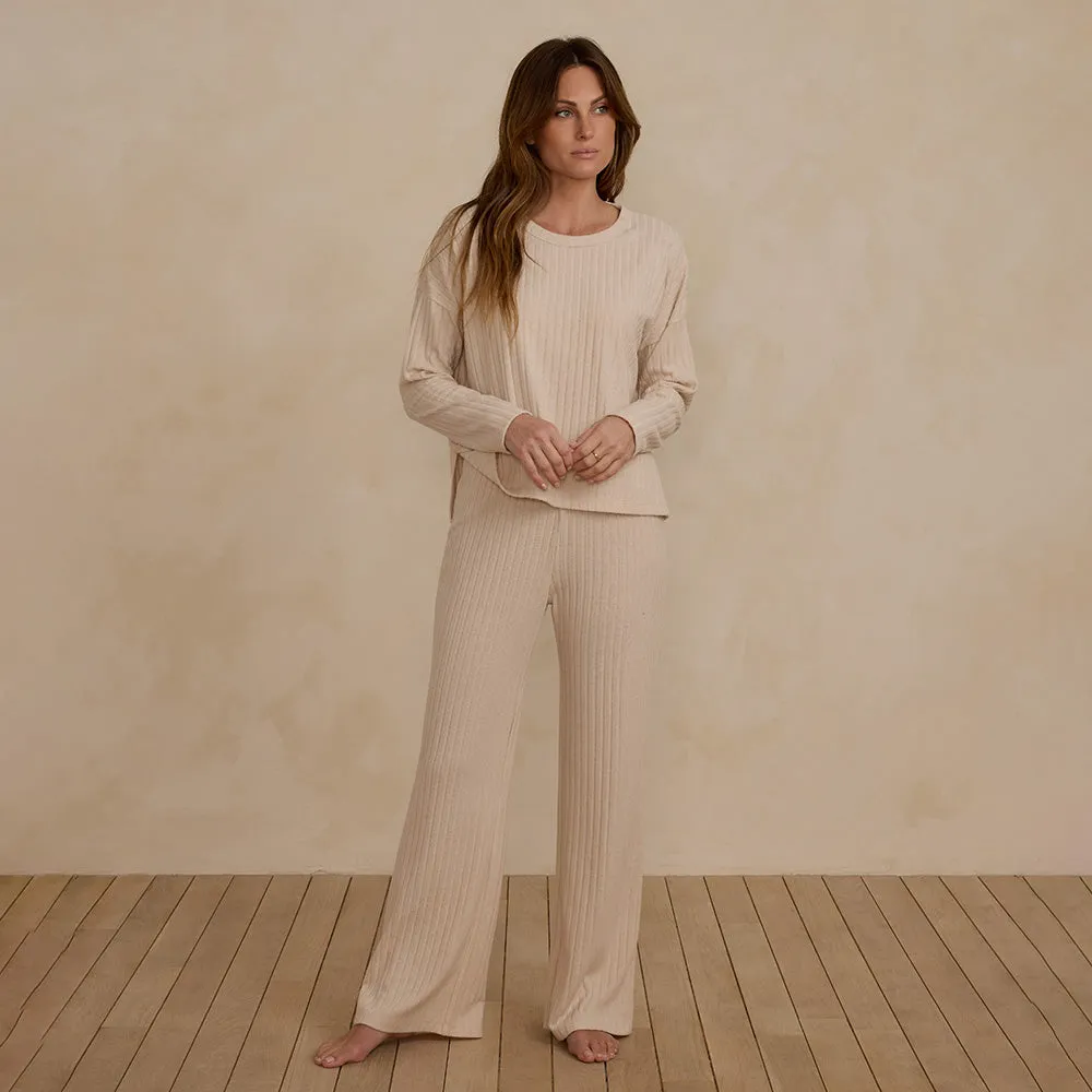 Cozy Rib Knit Woman's Set | Shell