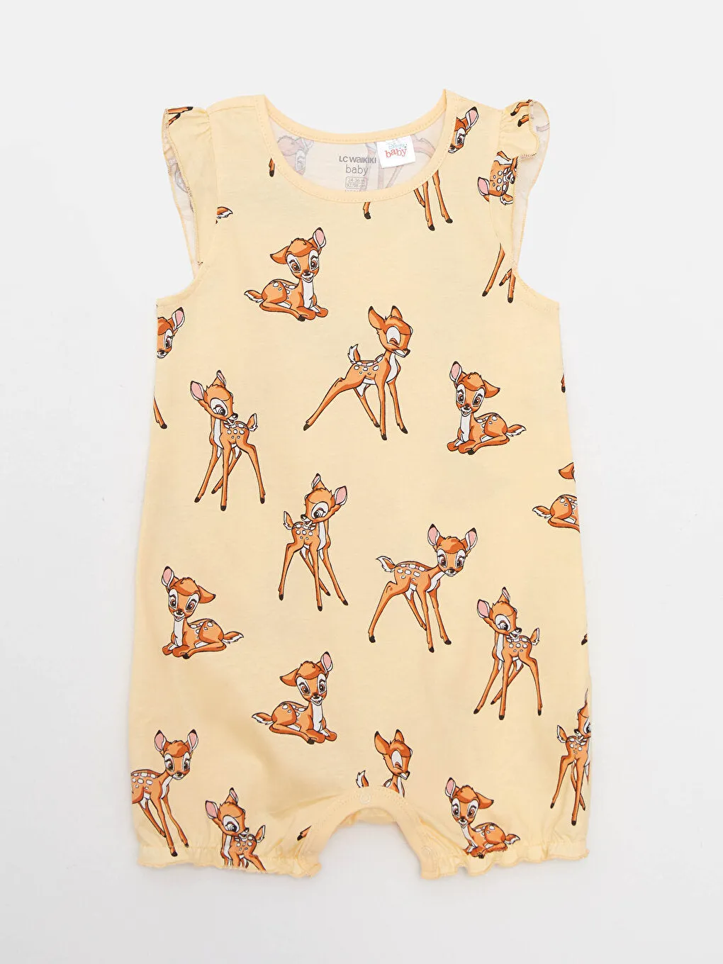 Crew Neck Bambi Printed Cotton Baby Girl Jumpsuit 2-pack