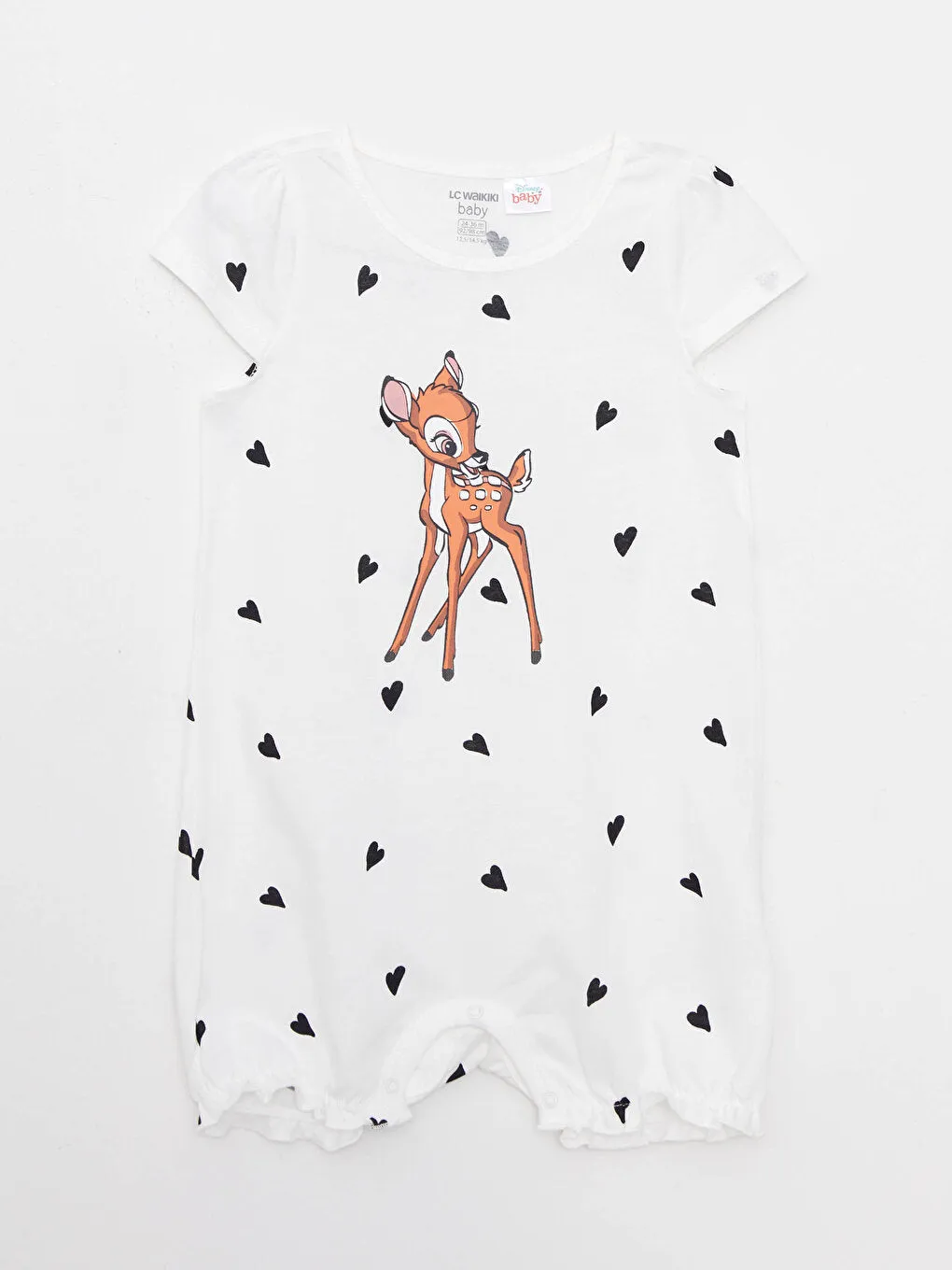 Crew Neck Bambi Printed Cotton Baby Girl Jumpsuit 2-pack