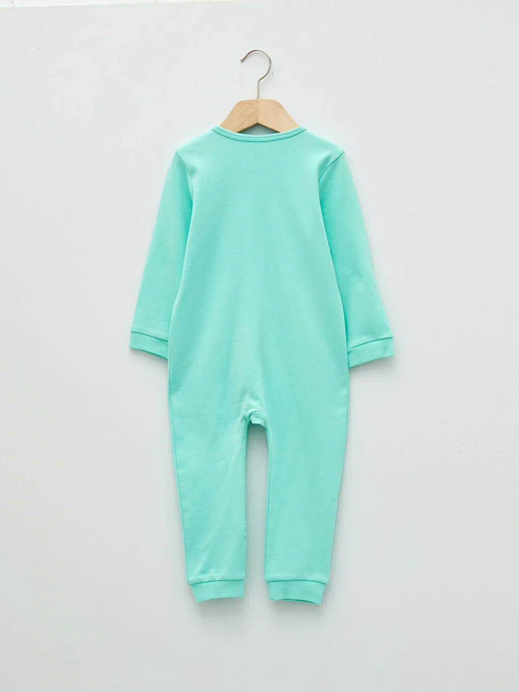 Crew Neck Long Sleeve Cotton Baby Girl Zipper Jumpsuit 2-pack