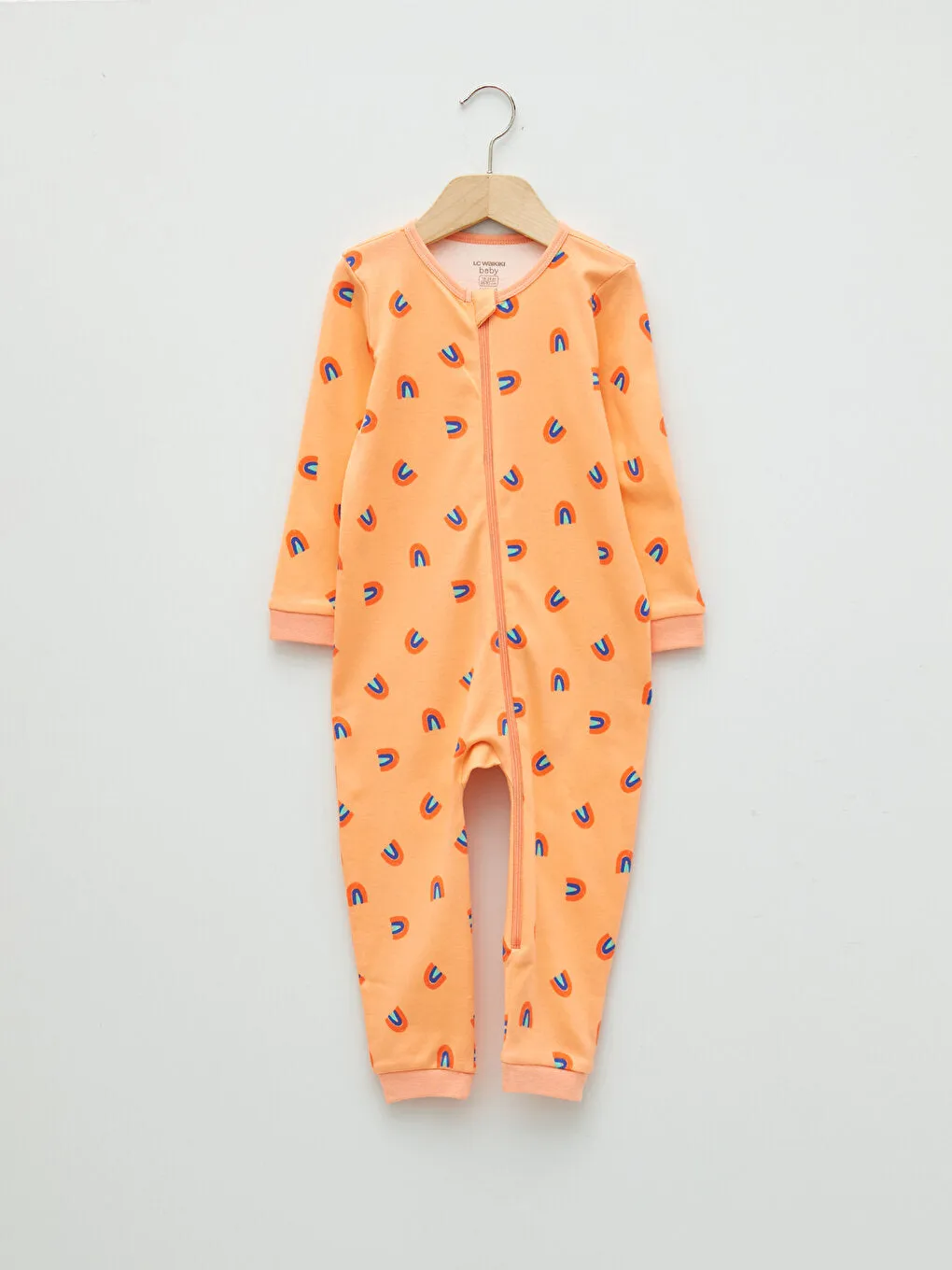 Crew Neck Long Sleeve Cotton Baby Girl Zipper Jumpsuit 2-pack