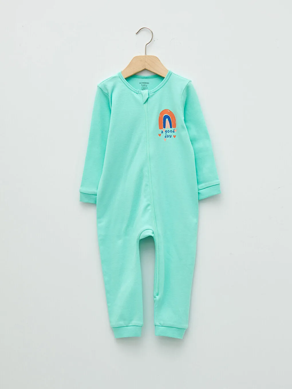 Crew Neck Long Sleeve Cotton Baby Girl Zipper Jumpsuit 2-pack