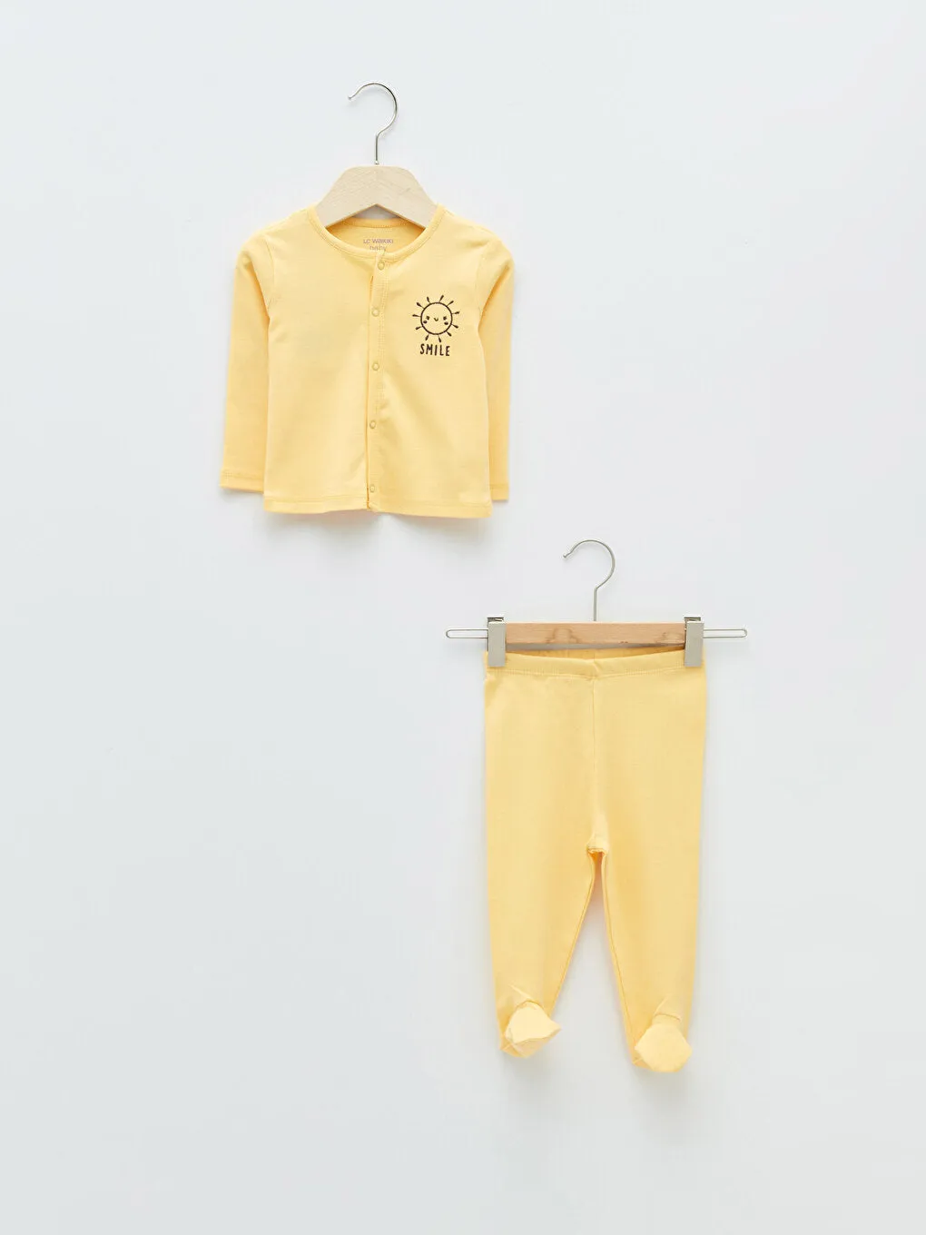 Crew Neck Long Sleeve Printed Baby Girl Cardigan and Pants 2-Piece Set