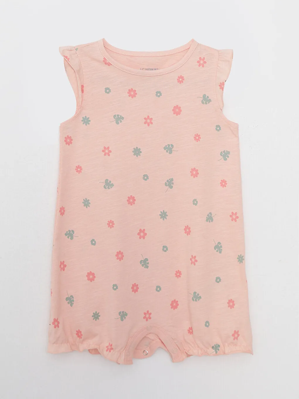 Crew Neck Printed Cotton Baby Girl Jumpsuit 2-pack