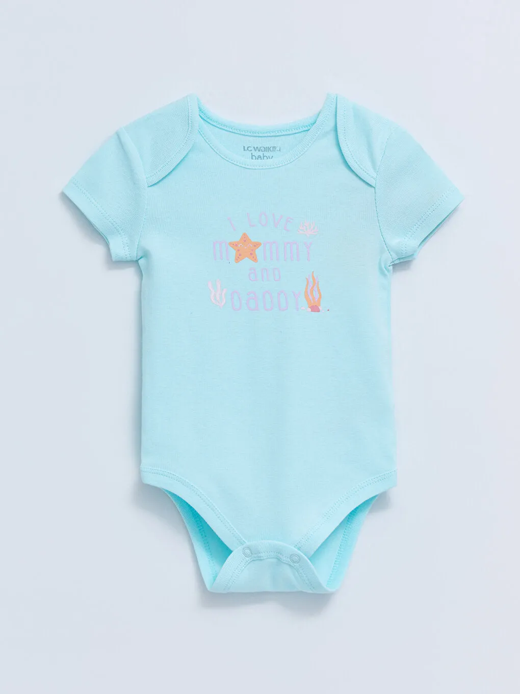 Crew Neck Short Sleeve Printed Baby Girl Snap-On Bodysuit 2-pack