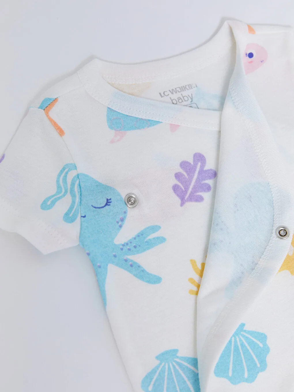 Crew Neck Short Sleeve Printed Baby Girl Snap-On Bodysuit 2-pack