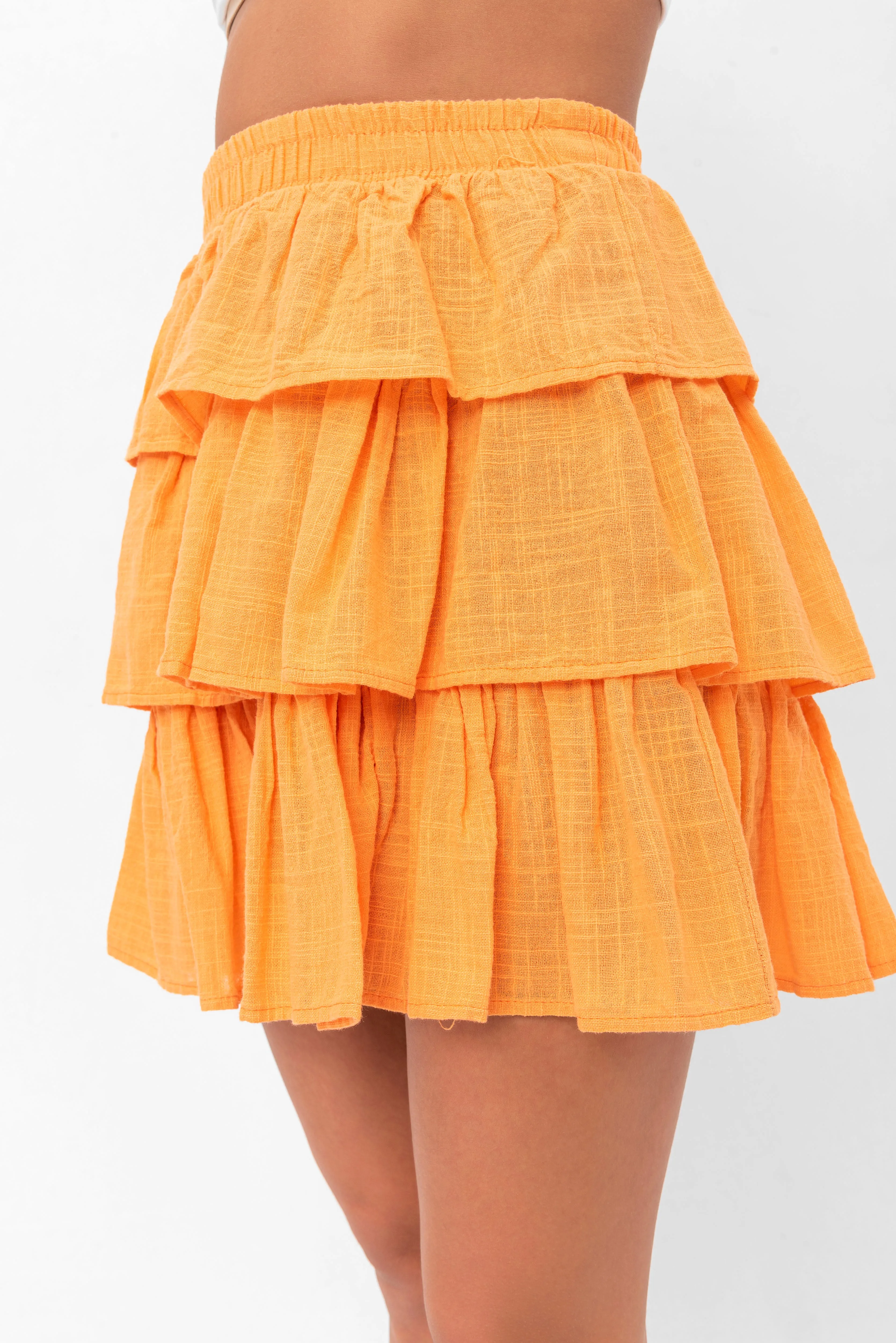 Deborah Flouncy Pleated Skirt - Orange