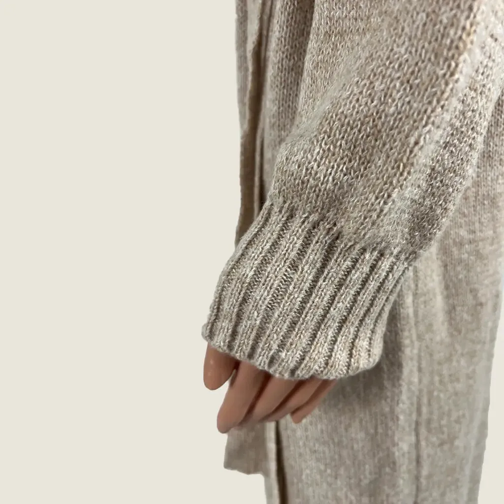 Delilah Knit Maxi Belted Dress Beige Small