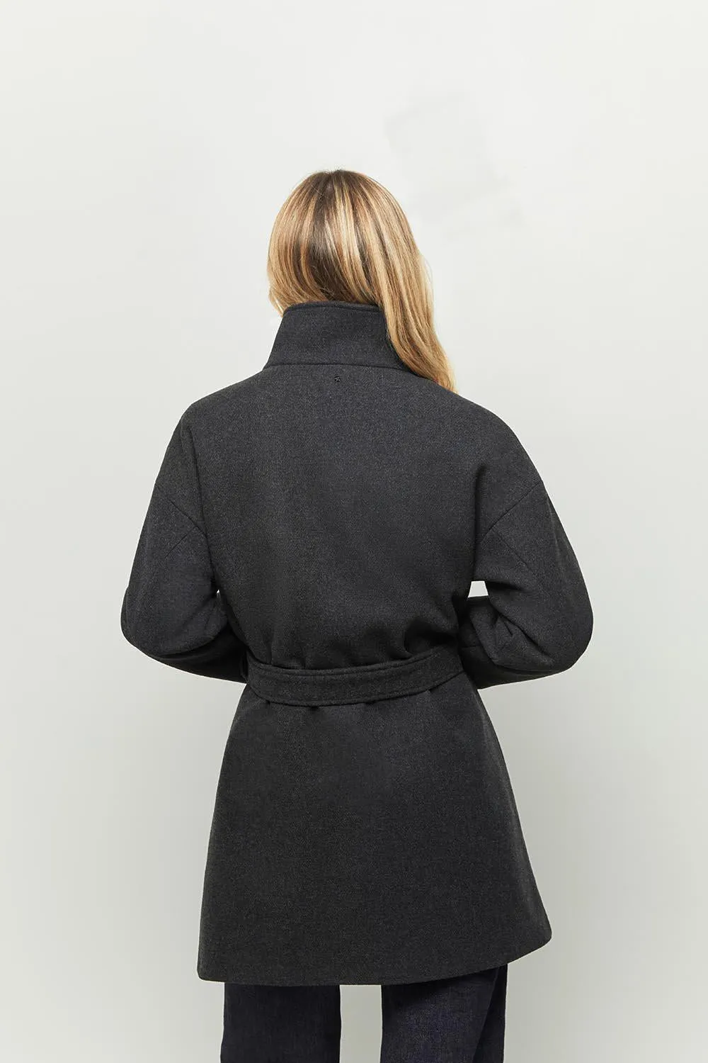DILEMNE - Manteau anthracite ceinturé