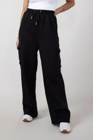 Drawstring Cargo Sweatpants for Women in Black | HF24E391-BLACK