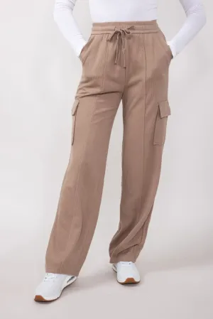 Drawstring Cargo Sweatpants for Women in Taupe | CARGO-TR1-TAUPE