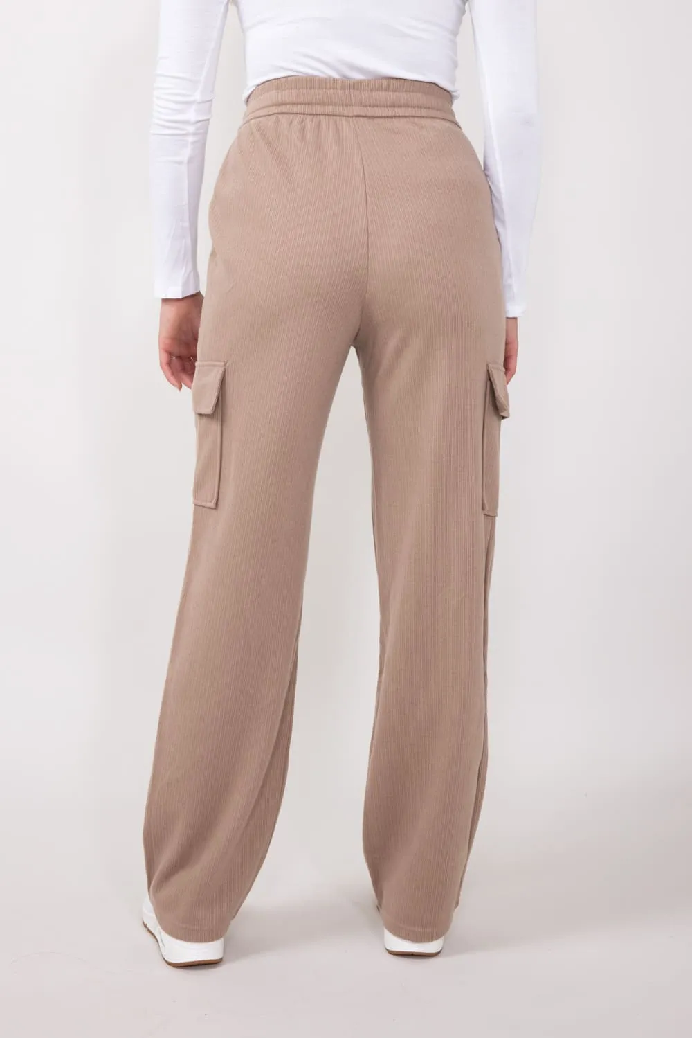 Drawstring Cargo Sweatpants for Women in Taupe | CARGO-TR1-TAUPE