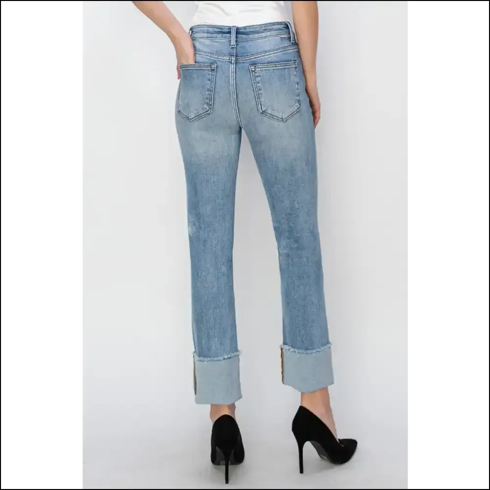 Elevate your Style Game: High Rise Cuffed Jeans for Life's Twists 😄👖