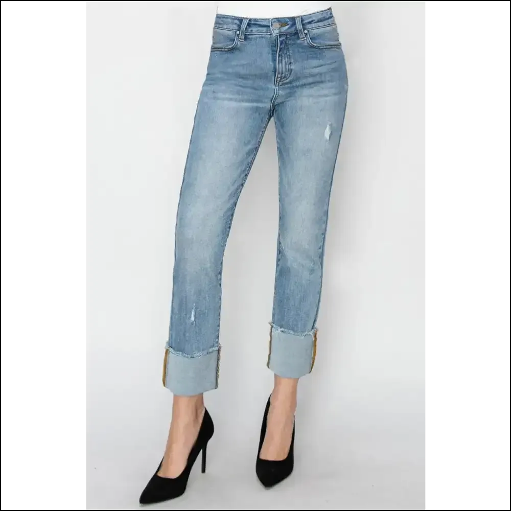 Elevate your Style Game: High Rise Cuffed Jeans for Life's Twists 😄👖