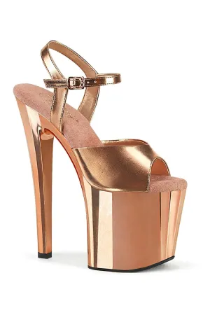 ENCHANT-709 Rose Gold Metallic Faux Leather Sandal