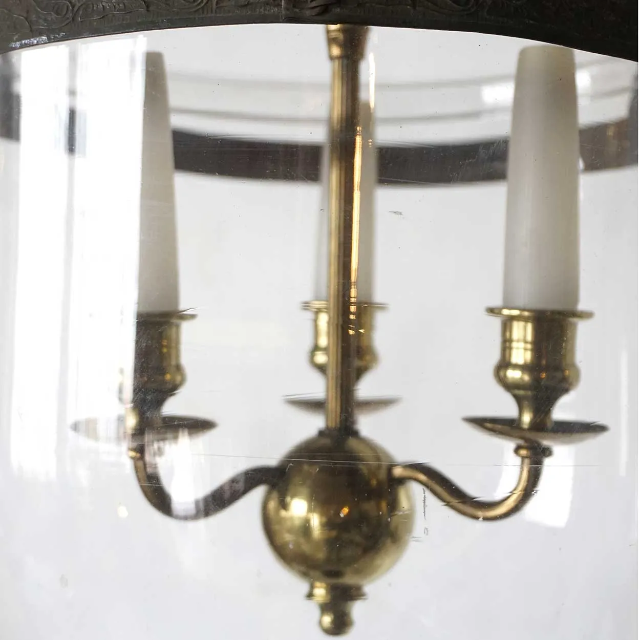 English Regency Style Glass 3-Light Hall Lantern
