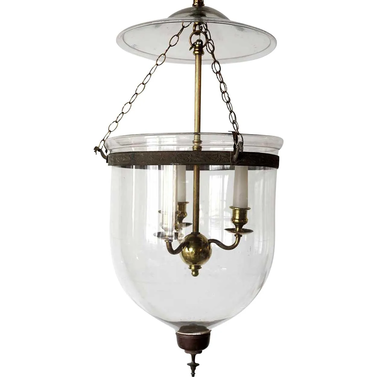 English Regency Style Glass 3-Light Hall Lantern