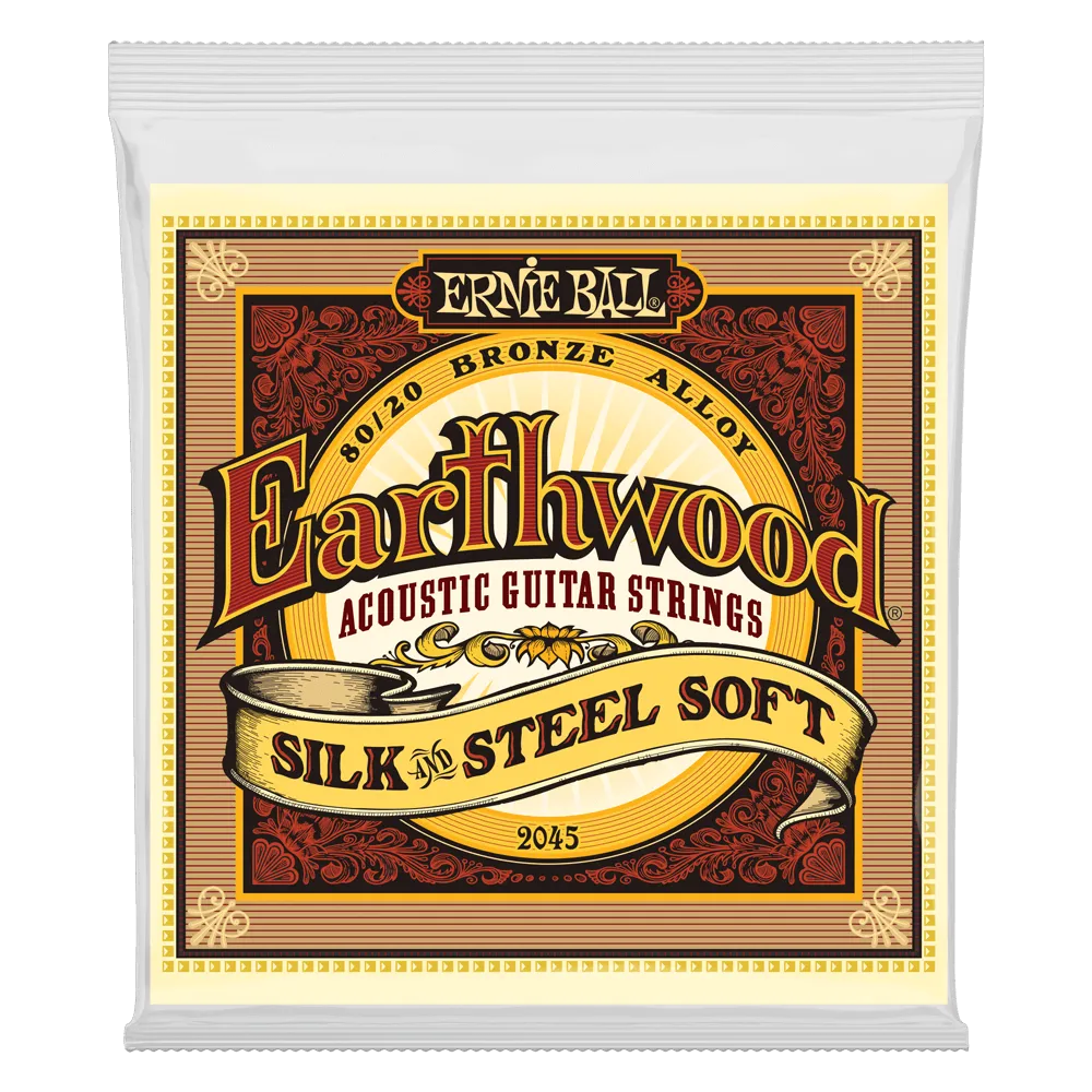 Ernie Ball Earthwood Silk and Steel Soft 80/20 Bronze Acoustic Guitar String, 11-52 Gauge