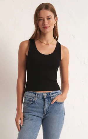 ESSY RIB TANK - BLACK