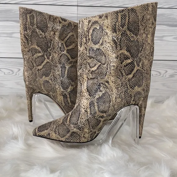 Express Snakeskin Embossed Booties