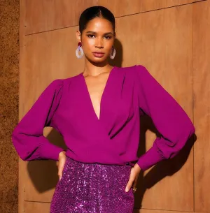 Fifteen Twenty Drape Front Top - Magenta