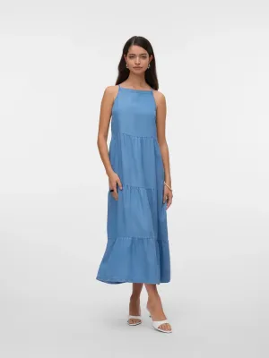 Fleur Tiered Tencel Denim Midi/Maxi