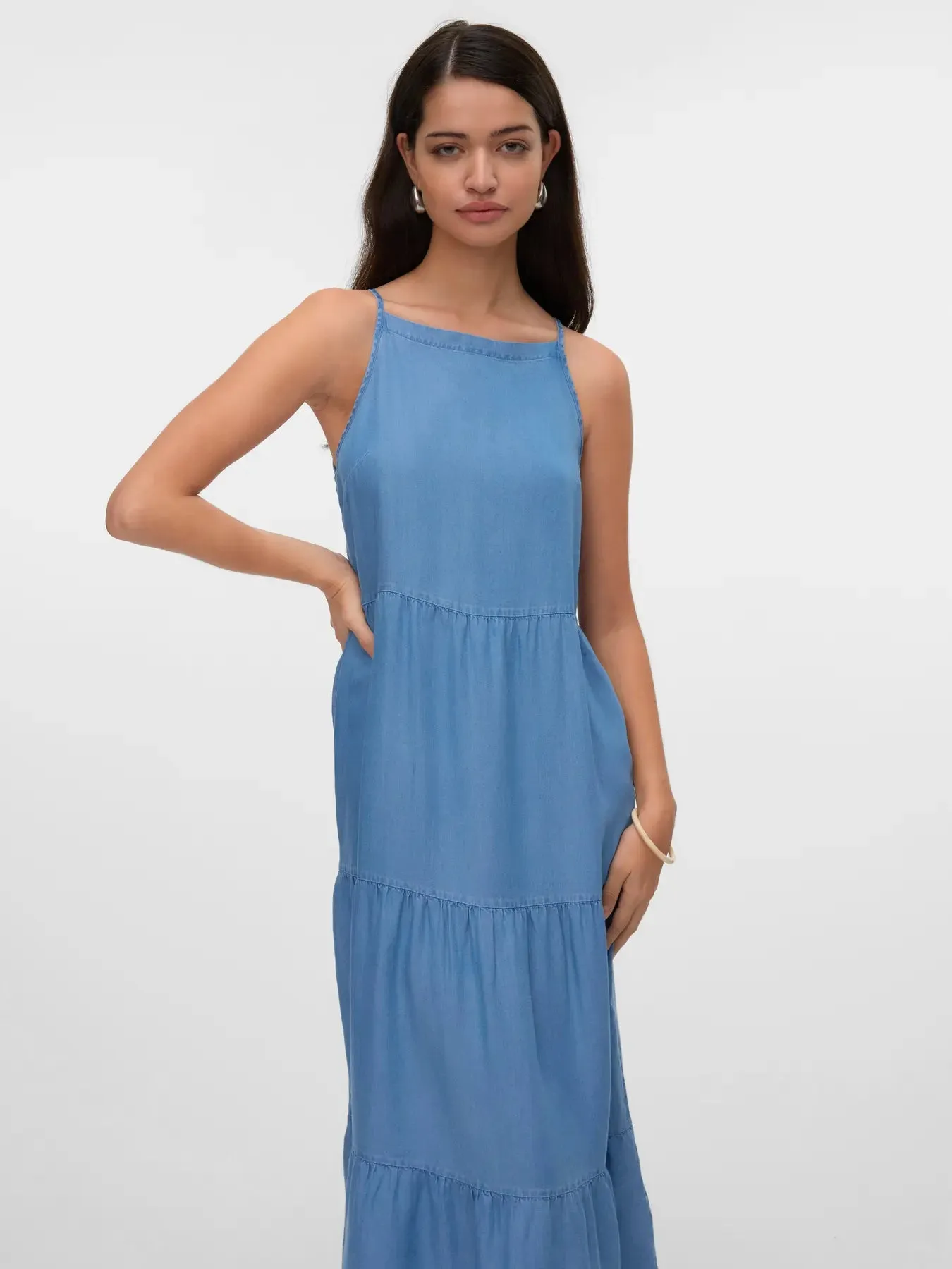 Fleur Tiered Tencel Denim Midi/Maxi