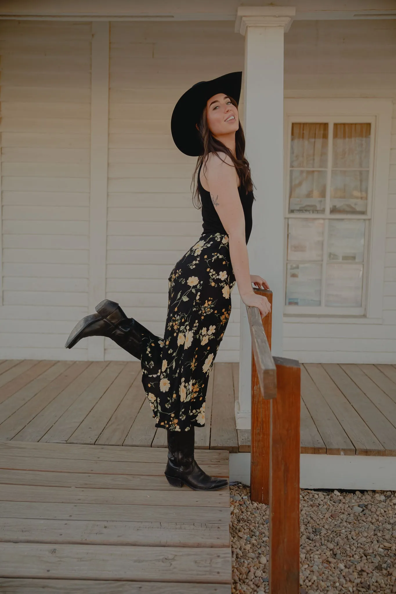 Floral High Waist Side Slit Skirt