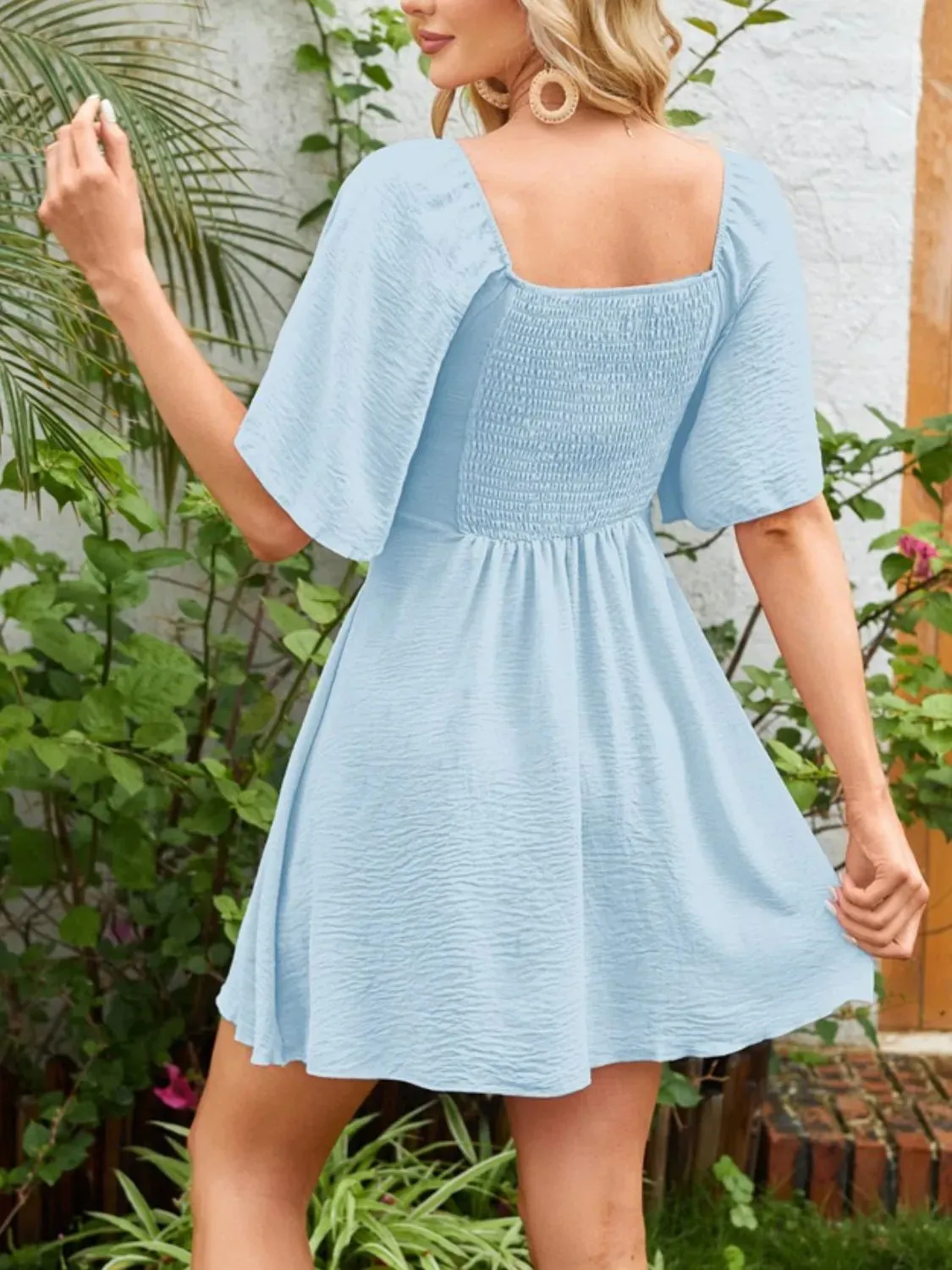 Flutter Sleeve Romantic Smocked Dress