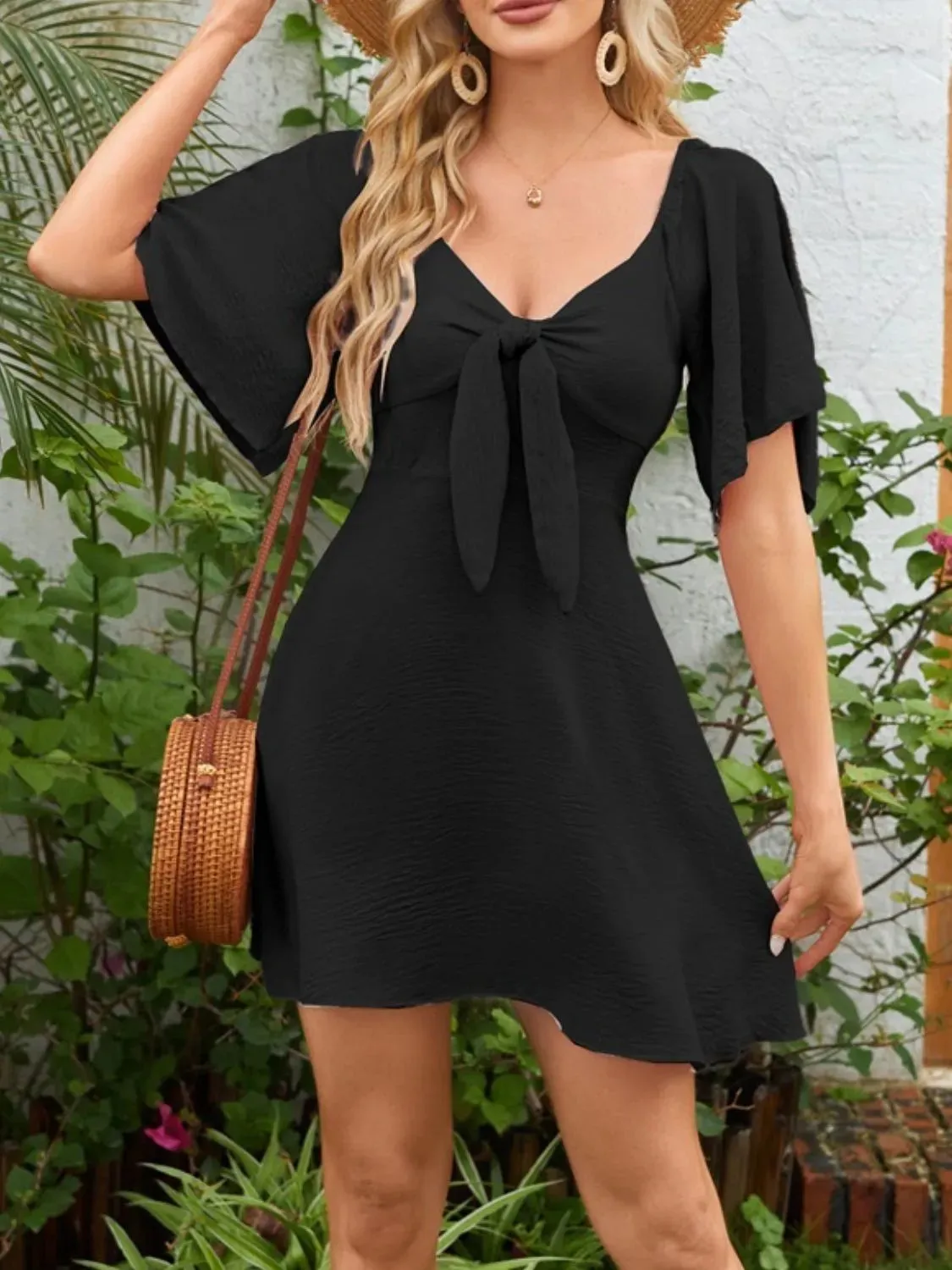 Flutter Sleeve Romantic Smocked Dress