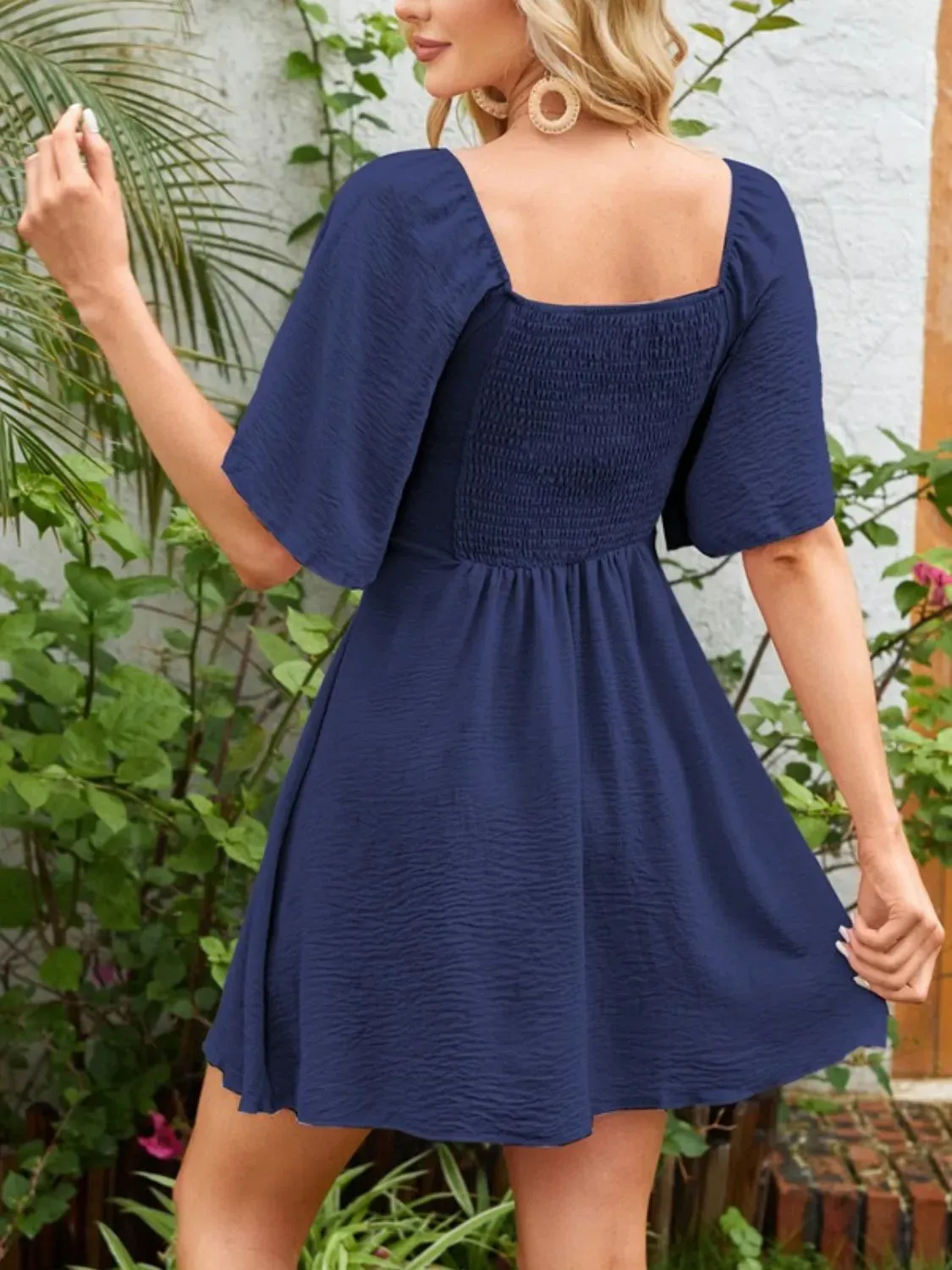 Flutter Sleeve Romantic Smocked Dress