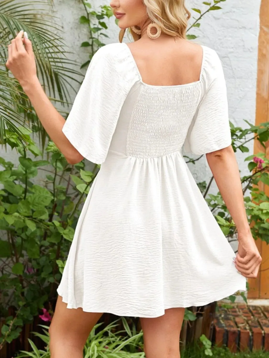 Flutter Sleeve Romantic Smocked Dress