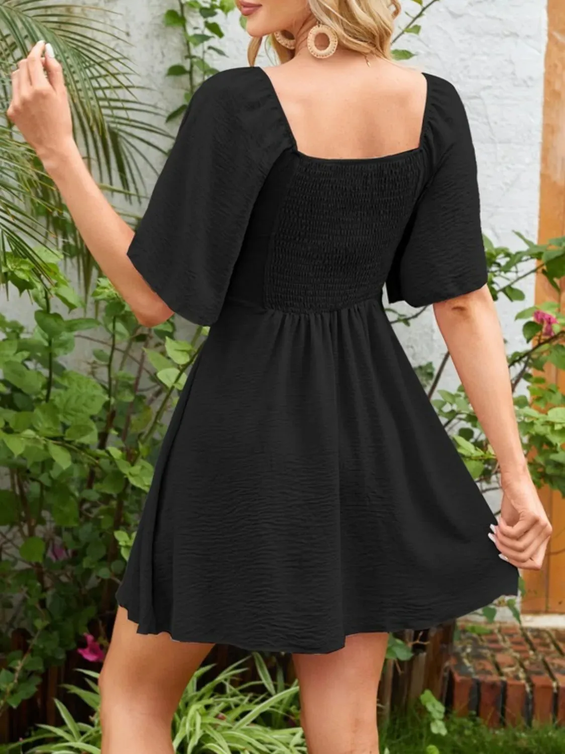 Flutter Sleeve Romantic Smocked Dress