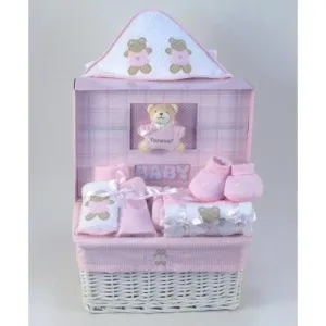 Forever Baby Girl Book & Layette Baby Gift Basket