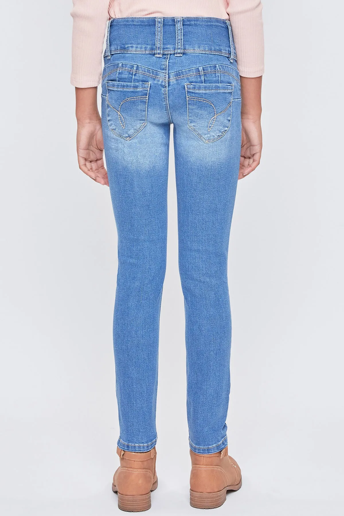 Girls Wannabettafit 3-Button Clean Hem Skinny Jean Made With Recycled Fibers, Pack Of 12